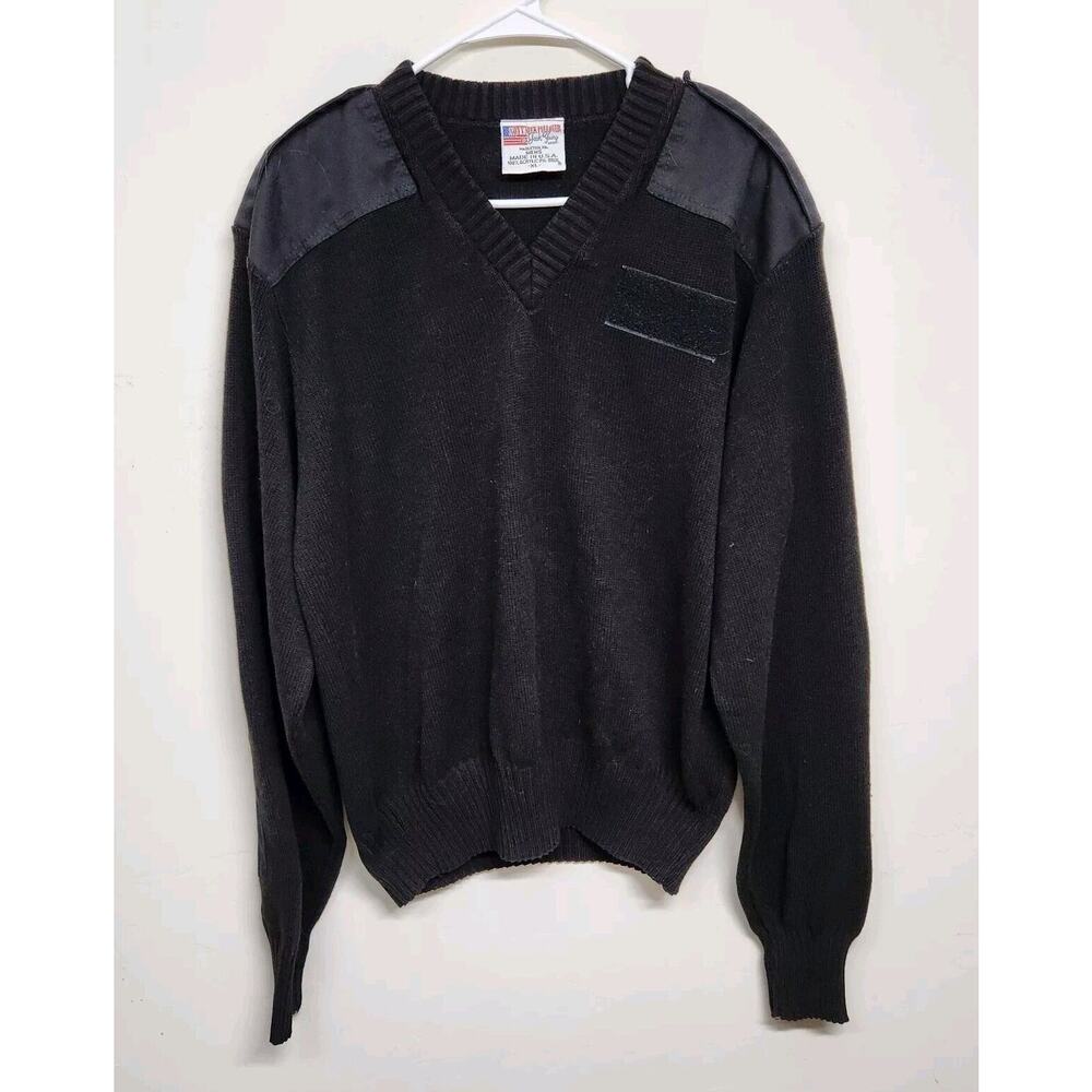 Navy V Neck Pullover By Jack Young Men's XL Black 100% Acrylic Sweater 1420